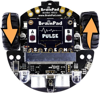 BrainPad Pulse with Robot Kit, a MakeCode STEM Microcomputer for Coding Robots, Games, & Circuits