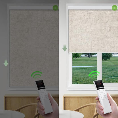 ZSHINE Motorized Blackout Window Blinds Customize Width Remote Control Wireless