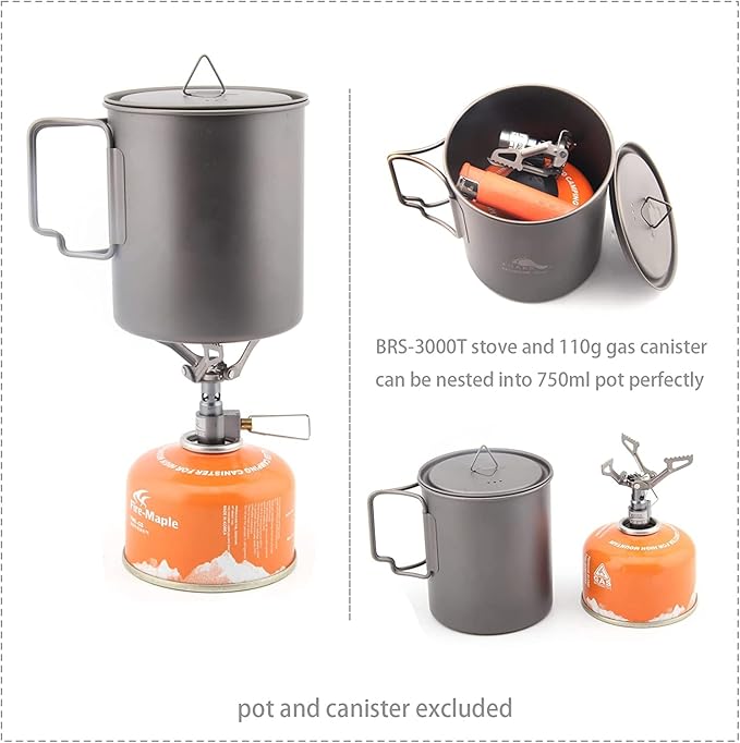 BRS Stove BRS 3000T Stove Titanium Ultralight Backpacking Stove Portable Propane Camping Stove Gas Burner Camp Stove only 26g with Extra O Ring (BRS-3000T Stove)