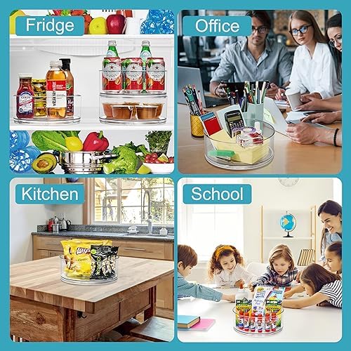 Sorbus Lazy Susan Organizer, Clear Turntable Organizer (Tall 2 Pack)