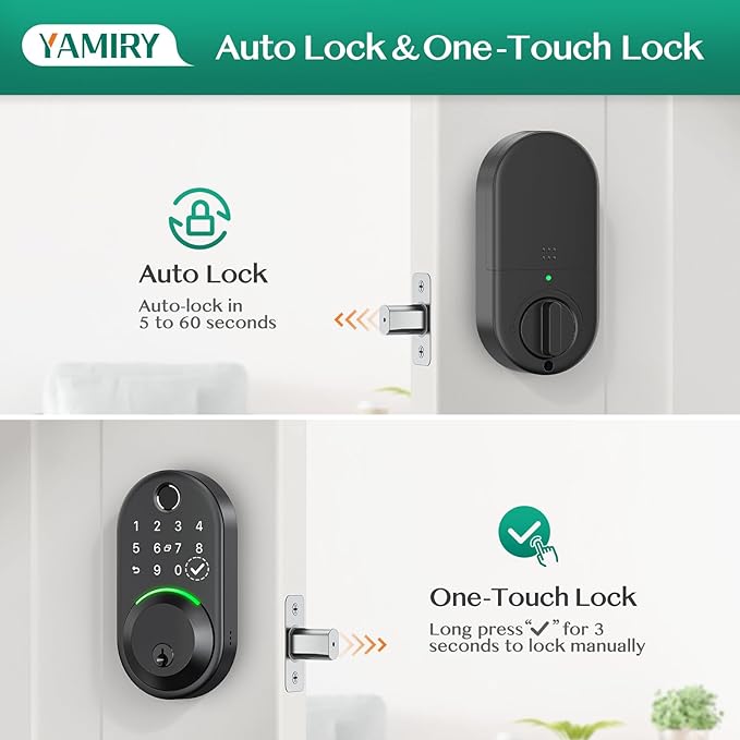 Smart Deadbolt Door Lock with Keypad:Yamiry Fingerprint Keyless Entry Deadbolt