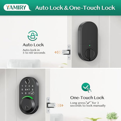 Smart Deadbolt Door Lock with Keypad:Yamiry Fingerprint Keyless Entry Deadbolt