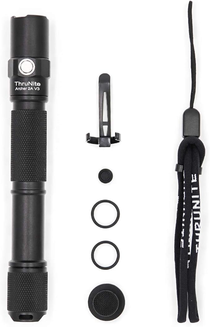 ThruNite LED Flashlight Neutral White, Archer 2A V3 450 Lumens Portable EDC AA Flashlight with Lanyard, IPX8 Water-Resistant Dual Switch Outdoor Light for Hiking, Camping, Everyday Use - Black NW