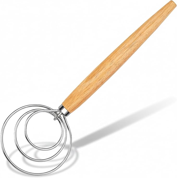 Maxjoy Danish Dough Whisk Wooden Dutch Bread Mixer