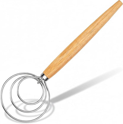 Maxjoy Danish Dough Whisk Wooden Dutch Bread Mixer