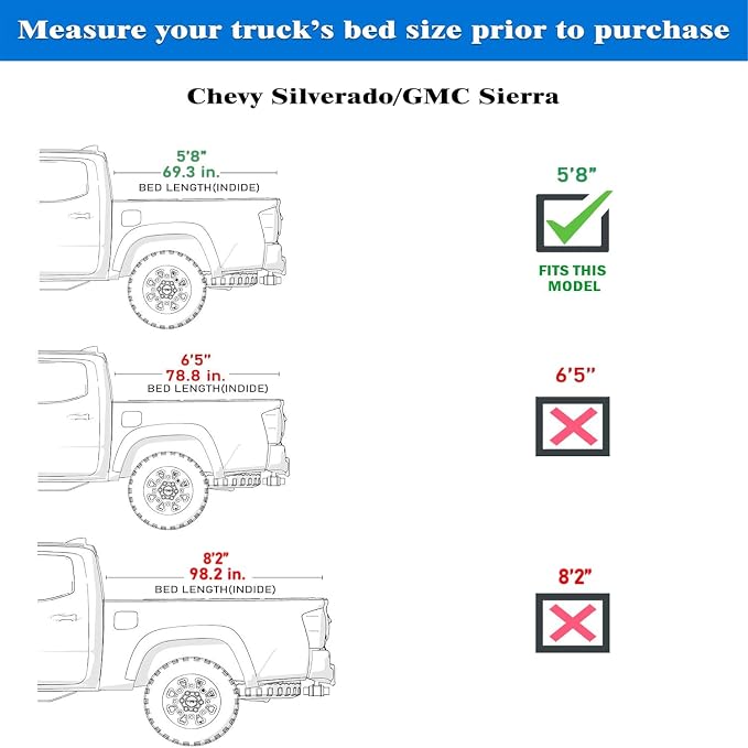 Toptiny Low Profile Hard Folding Truck Bed Tonneau Cover Fits 2019-2026 Chevy/GMC Silverado/Sierra 1500 5'8" Bed (69.6")