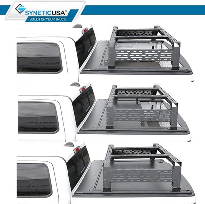 Syneticusa MR Retractable Truck Bed Cover with R3 Rack for Ford F-150 2004–2026 | 5.5' (67”) Short Bed | Aluminum Hard Retractable Tonneau Cover | One-Person Installable | Waterproof, Low-Profile