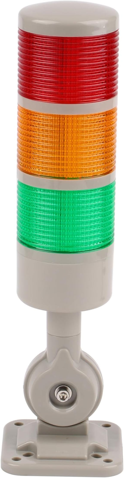 Signal Tower Stack Lights - Industrial Warning Lights with Rotatable Base, Steady/Flashing, 110V 220V AC (3-Layer, with Buzzer)