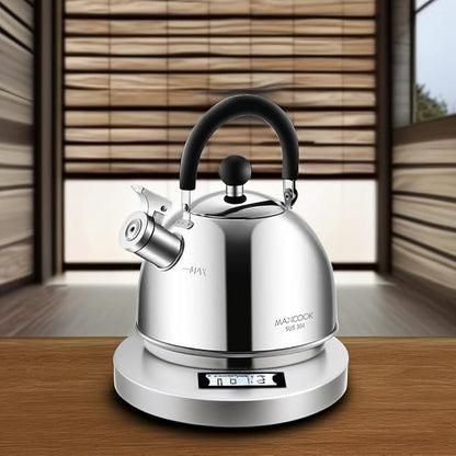 304 Stainless Steel Whistling Tea Kettle 2.1 Quart/2L, Suitable to Boiling Water & Tea on Induction Stove, Gas Stove Top