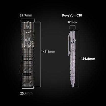 RovyVon S21 High Lumen EDC Flashlight, 3000 Lumens and 400 Meters Long Throw Searchlight with Easy Use Mechanical Ratary Switch, Magnetic Base, IP68 Waterproof