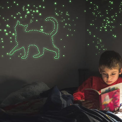Glow in The Dark Stars Decals Decor 633 Pcs Luminous Dot Stars, 3D Starry Stars Glow in The Dark Stickers for Ceiling or Wall and Kids Bedroom Décor