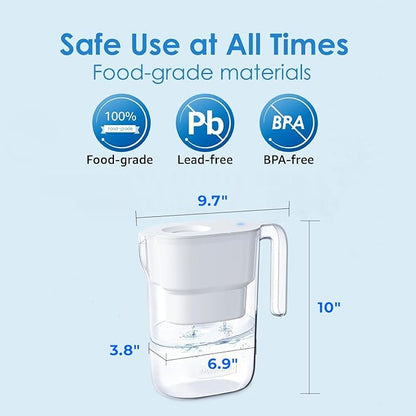 Waterdrop PT-05W Water Filter Pitcher, 7-Cup Capacity, NSF Certified, 5X Longer