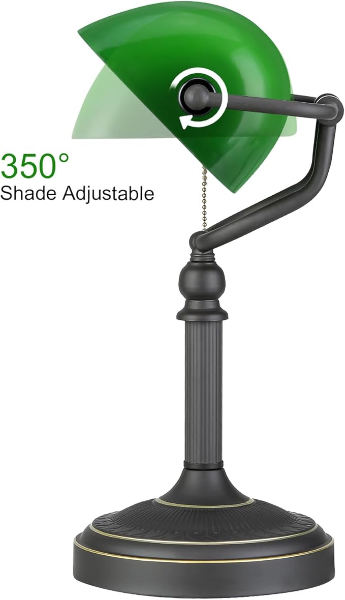 Newrays Antique Green Glass Bankers Desk Lamp