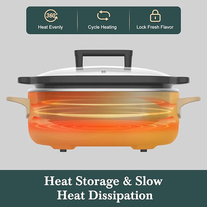 6 Quart Programmable Slow Cooker Removable Healthy Nonstick Pot
