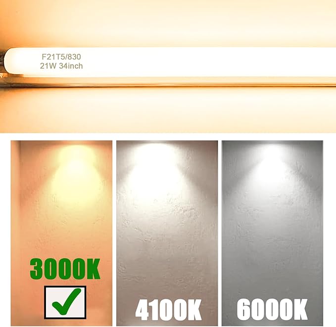 F21T5/830 21 Watt 34 Inches T5 Fluorescent Light Bulb, 3000K Warm White
