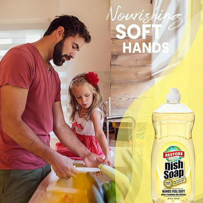 Restore Naturals Non Toxic Liquid Dish Soap - 64 Fl Oz - Plant Based | Biodegradable | Gentle Formula | Cruelty Free | Made in the USA - 2 Pack