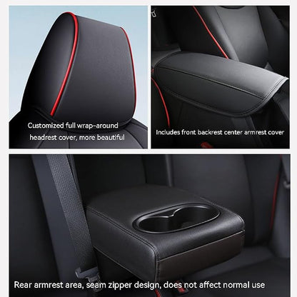 Custom Fit RAV4 Car Seat Covers for Select Toyota RAV4 2019 2020 2021 2022 2023 2024 2025 LE,XLE,XLE Premium,Limited - Full Set,Leather (Burgundy)