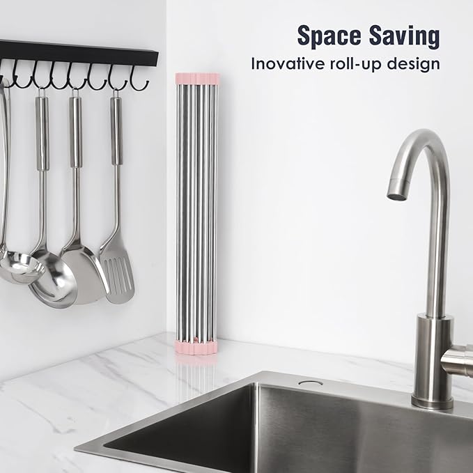 Tomorotec 21" x 15.5" Roll Up Dish Drying Rack Over Sink Drying Rack Sink Cover