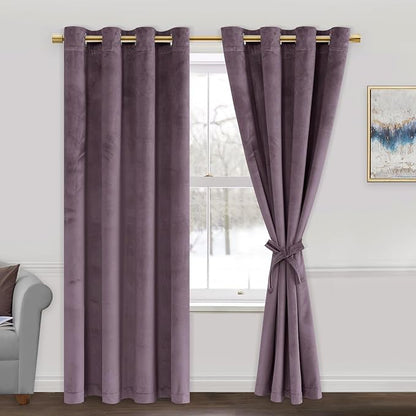 JIUZHEN Lavender Velvet Curtains 72 inches