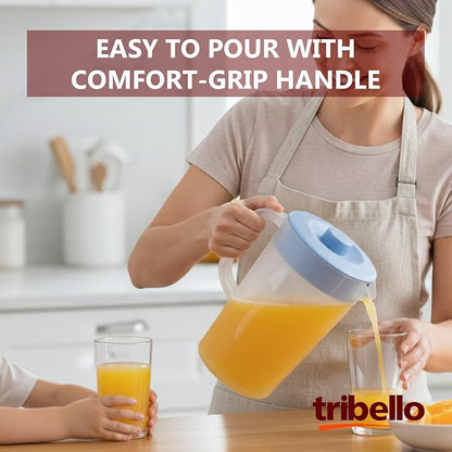Tribello 1 Gallon Pitcher with Lid, Freezer/Dishwasher Safe, and BPA Free