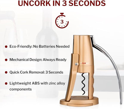 Forge Quality Compact Vertical Lever Corkscrew Wine Opener