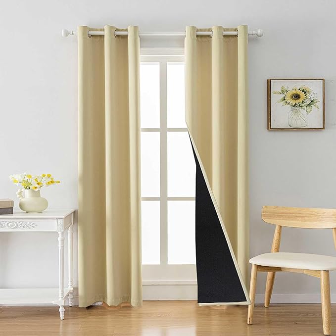 Anytime 100% Blackout Curtain 2 Panels Set, Thermal Insulated Window Drapes