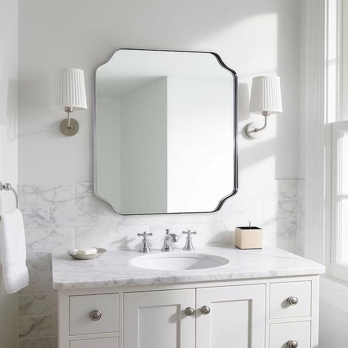ANDY STAR 24"x24" Chrome Mirror, Polished Nickel Square Mirror