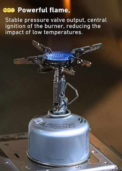 CAMPINGMOON Canister Top Stove Portable Compact Foldable w/igniter w/Gas Fuel Can Stabilizer XD-2F/Z41