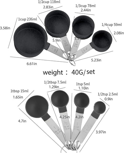 Plastic Measuring Cup & Spoon Set – 8-Piece