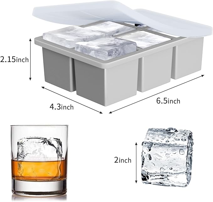 Large Ice Cube Tray for Whiskey: FDDBI Big Square Ice Cube Maker for Cocktail
