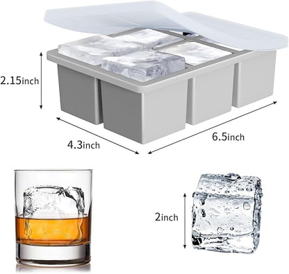 Large Ice Cube Tray for Whiskey: FDDBI Big Square Ice Cube Maker for Cocktail