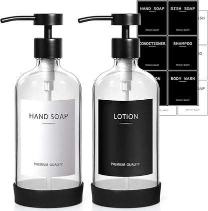 RYTOXILO Clear Soap Dispenser 2 Pack, Glass Soap Dispenser