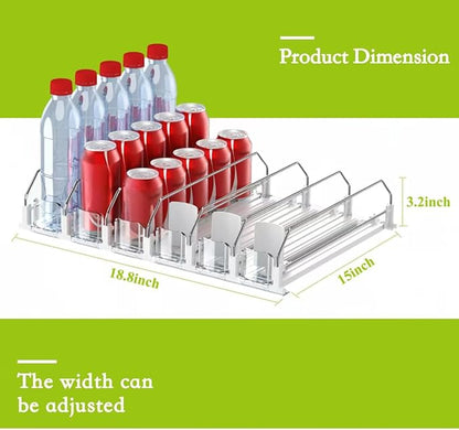 IBORING Drink Organizer for Fridge, Self Pushing Fridge Drink Organizer