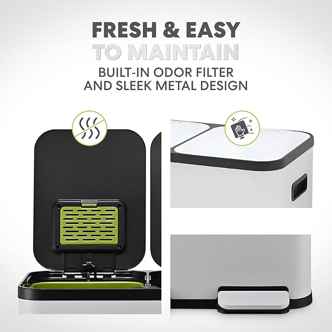 Simpli-Magic 60 Liter / 16 Gallon Rectangular Hands-Free Dual Compartment