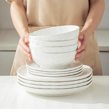 Soup Bowls, 7 Inch Oatmeal Bowls, Kitchen Bowl Set, Microwave and Dishwasher Safe, Scratch Resistant, Set of 2
