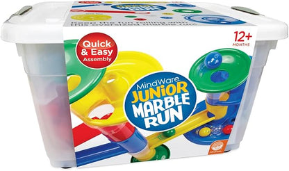 MindWare Junior Marble Run - My First Marble Run Set - Toddler Building Game - Marble Maze Toddler Building Toy Set with Oversized Marble Track Pieces and 5 Giant Marbles for Kids 12 Months and Up