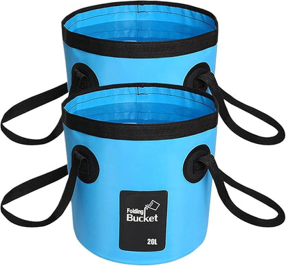 BANCHELLE Collapsible Bucket Water Container Portable Folding Camp Wash Basin for Outdoor Traveling Hiking Fishing Car Washing Gardening Camping 2 PCS