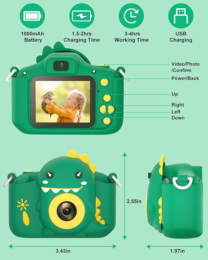 Kids Camera for 3-12 Years Old Toddlers Childrens Birthday Graduation Gifts Selfie Digital Toy Camera with 32GB SD Card for 4 5 6 7 8 9 10 11 Boys Girls