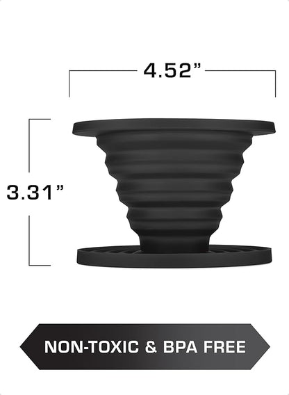 COLETTI Sierra Camping Pour Over Coffee Dripper — Collapsible Pour Over Coffee Dripper — Includes Pack of Paper Filters [Black, Pack of 1]