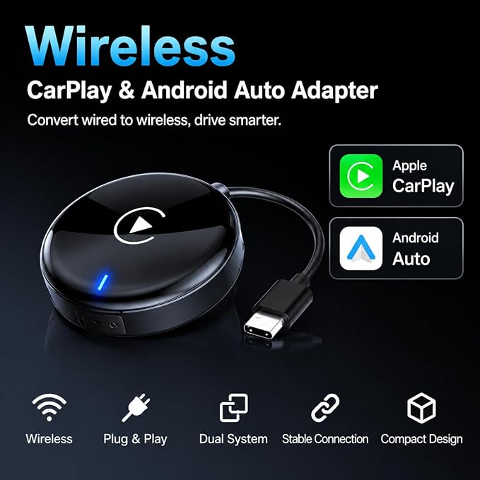 Compact USB Wireless Carplay/Android Auto Adapter for Renault Talisman 2016-2020,Voice Control Plug and Play