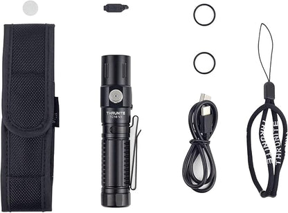 ThruNite TC15 V3 2403 High Lumen Flashlight, USB C Rechargeable LED Handheld Flashlights, Ultra-Bright XHP 35.2 LED, Indoor/Outdoor (Camping, Security and Emergency Use) Cool White - Black CW