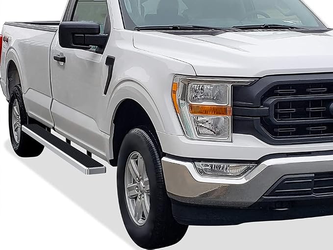 APS Wheel to Wheel Running Boards 5in Compatible with Ford F150 2015-2026 Regular Cab 6.5ft Bed & F-250 F-350 Super Duty 2017-2026 304 Stainless Steel (Nerf Bars Side Steps Side Bars)