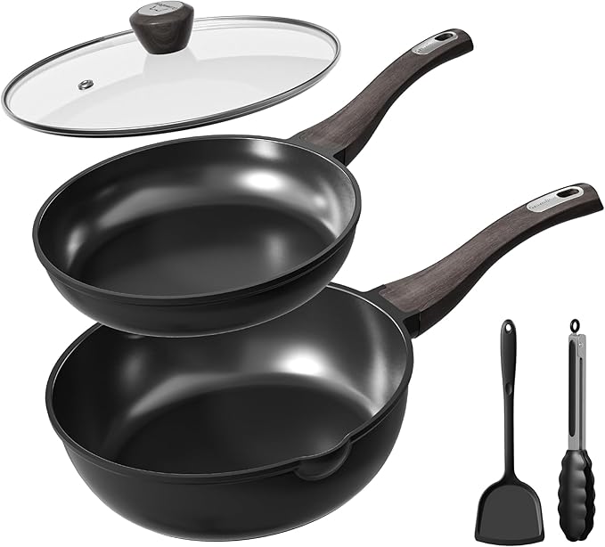 Nonstick Cookware Set, Titanium Coating Pan Set, Induction Cookware Oven Safe