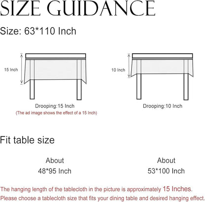 ISAENNE Designer Linen Floral Extra Long Rectangle Tablecloth,Light Green Farmhouse Durable Table Cloth,Washable Decor Tablecloths for Dining Kitchen Thanksgiving Christmas,63"*110"-Floralsea B