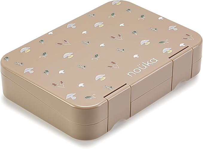 nouka Design Bento Lunch Box | Easy to Open Latches | Spill Proof Design | 6-Compartment Removable Tray | Fairy Bush