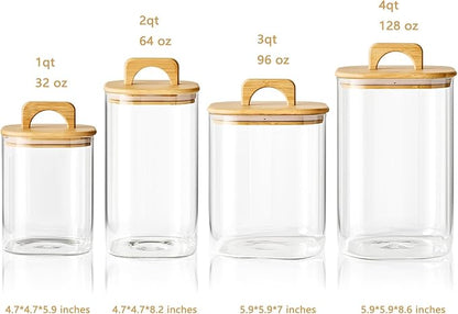 Sweejar 2 qt Glass Food Storage Jars with Airtight Lid, Half Gallon Laundry Pods Container, 64 oz Glass Jars for Laundry Room Organization, 1 Pack