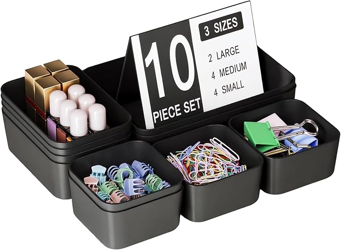 Plastic Drawer Organizers, Bathroom and Vanity Organizer Plastic Tray, Makeup