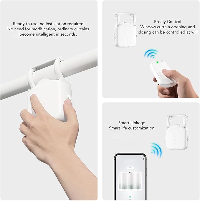 ZIZEV Solar Powered Smart Curtain Motor, APP Remote Control Automatic Curtain
