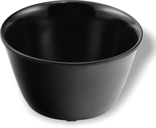 Carlisle FoodService Products Dallas Ware Reusable Plastic Bowl Bouillon Cup Bowl for Home and Restaurant, Melamine, 8 Ounces, Black, (Pack of 24)