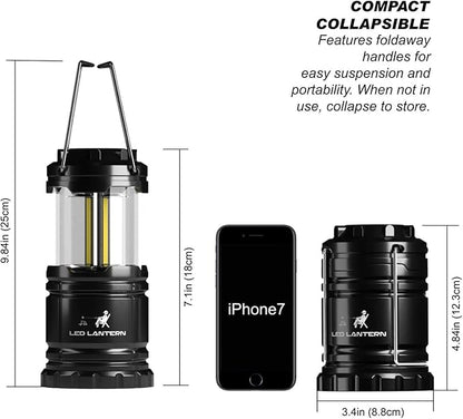 MalloMe LED Camping Lantern Flashlights 2 Pack & 4 Pack - Super Bright - 350 Lumen Portable Outdoor Lights (Black, Collapsible)